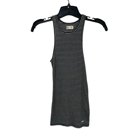 Hollister Striped Tank Top Y2K Ribbed Knit Gray White XS - Picture 1 of 5